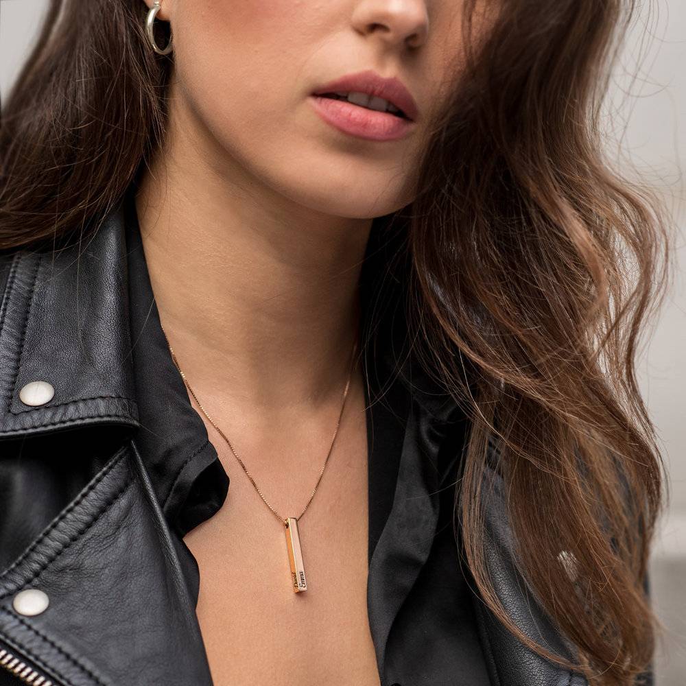 Vertical Bar Necklace - 18K Rose Gold Vermeil