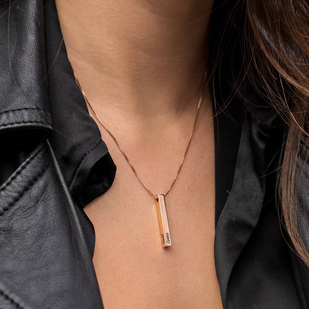 Vertical Bar Necklace - 18K Rose Gold Vermeil