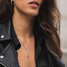 Vertical Bar Necklace With Diamond - 18K Rose Gold Vermeil