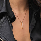Vertical Bar Necklace With Diamond - 18K Rose Gold Vermeil