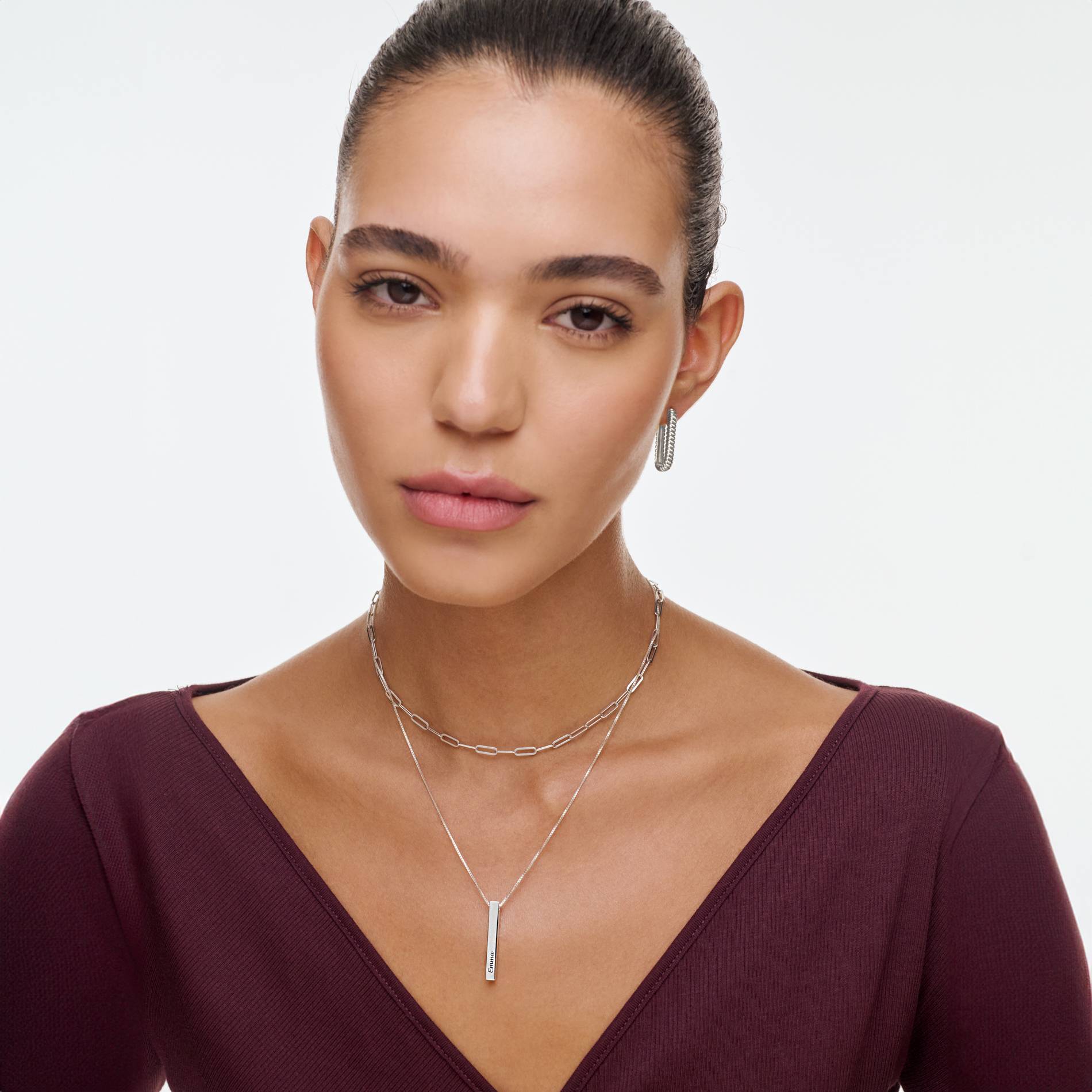 Vertical Bar Necklace - Sterling Silver