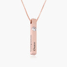 Vertical Bar Necklace With 0.25CT Diamond - 18K Rose Gold Vermeil