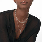 Vertical Bar Necklace With 0.25CT Diamond - Sterling Silver