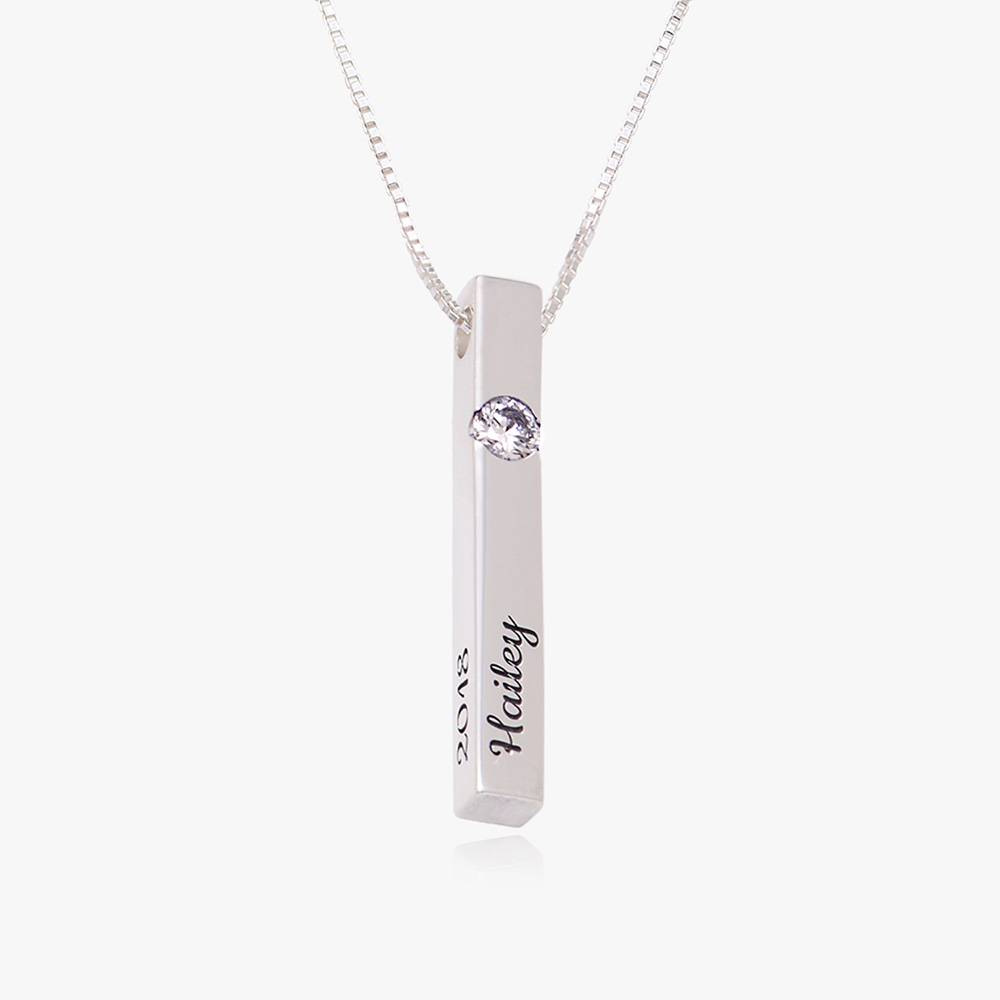 Vertical Bar Necklace With 0.25CT Diamond - Sterling Silver