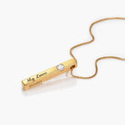 Vertical Bar Necklace With 0.25CT Diamond - 18K Gold Vermeil