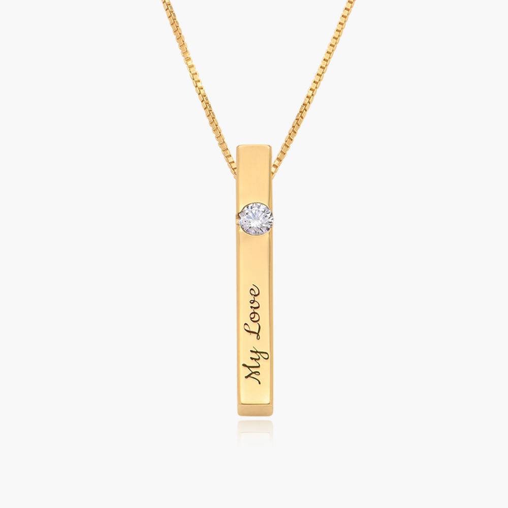 Vertical Bar Necklace With 0.25CT Diamond - 18K Gold Vermeil