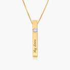 Vertical Bar Necklace With 0.25CT Diamond - 18K Gold Vermeil