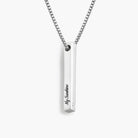 Vertical Bar Necklace With Diamond - Sterling Silver