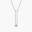 Vertical Bar Necklace With Diamond - Sterling Silver