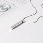 Vertical Bar Necklace With Diamond - Sterling Silver