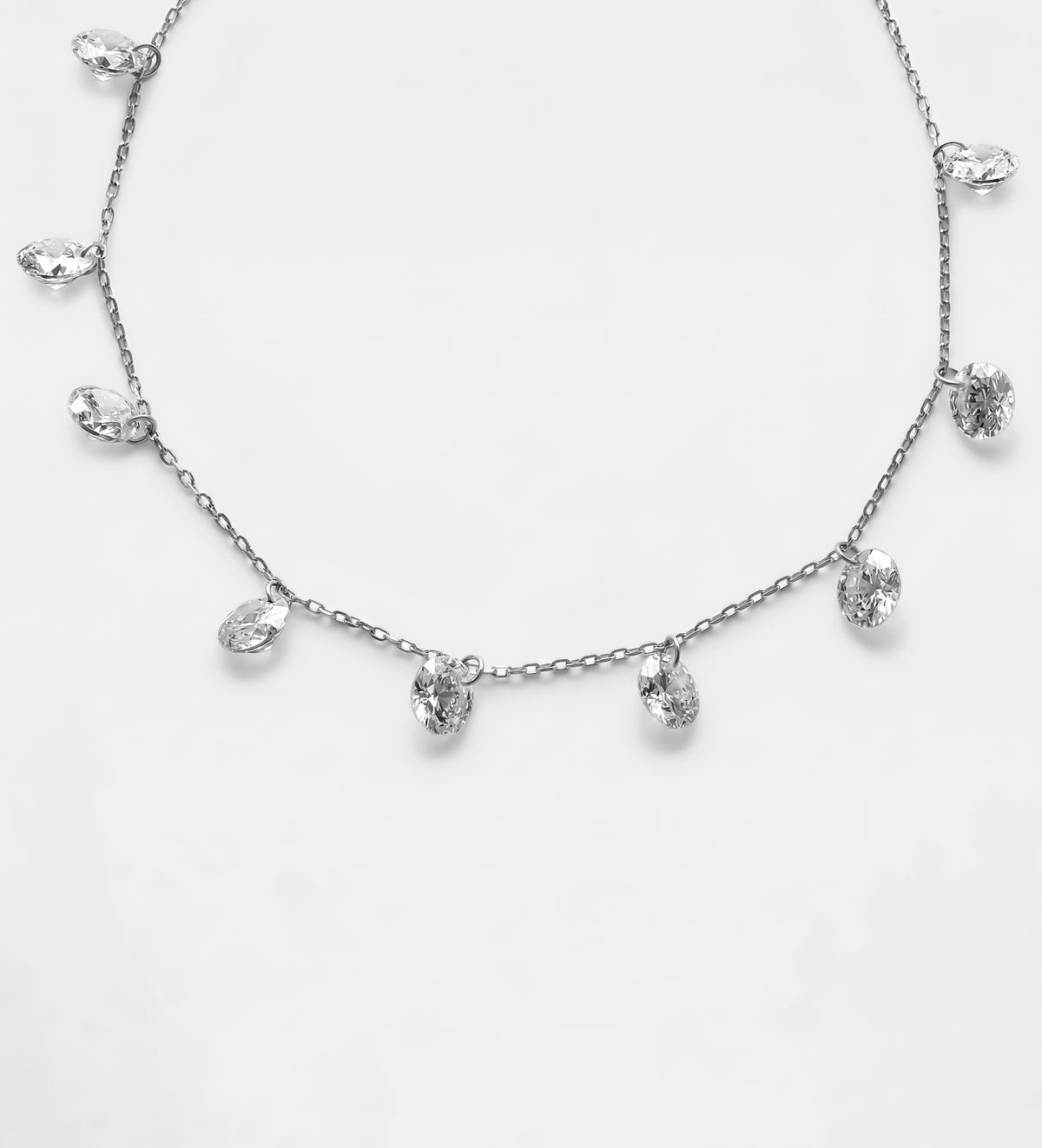 Silverdew Drops Necklace in Silver With High Quality Simulated Diamonds - Ash & Harry