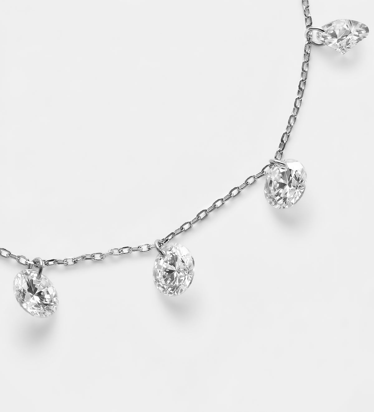 Silverdew Drops Necklace in Silver With High Quality Simulated Diamonds - Ash & Harry