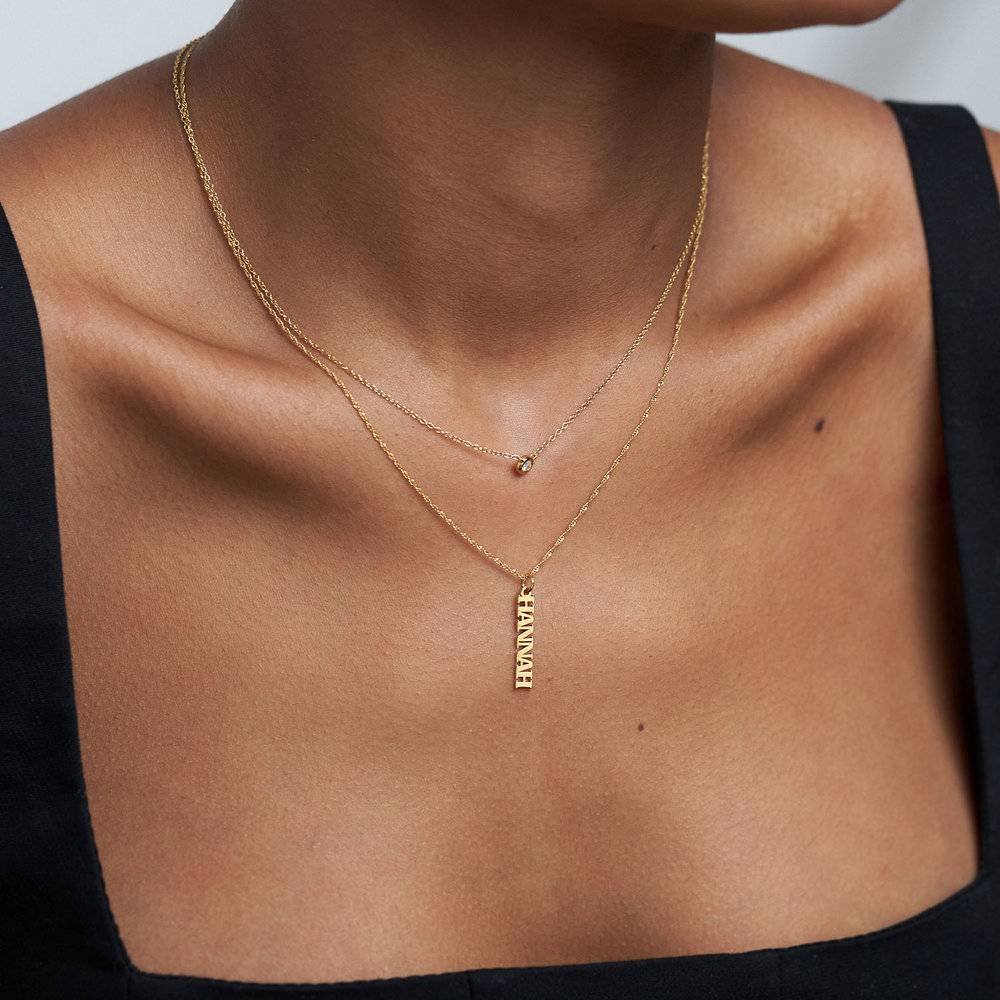 Vertical Name Necklace - 18K Gold Vermeil