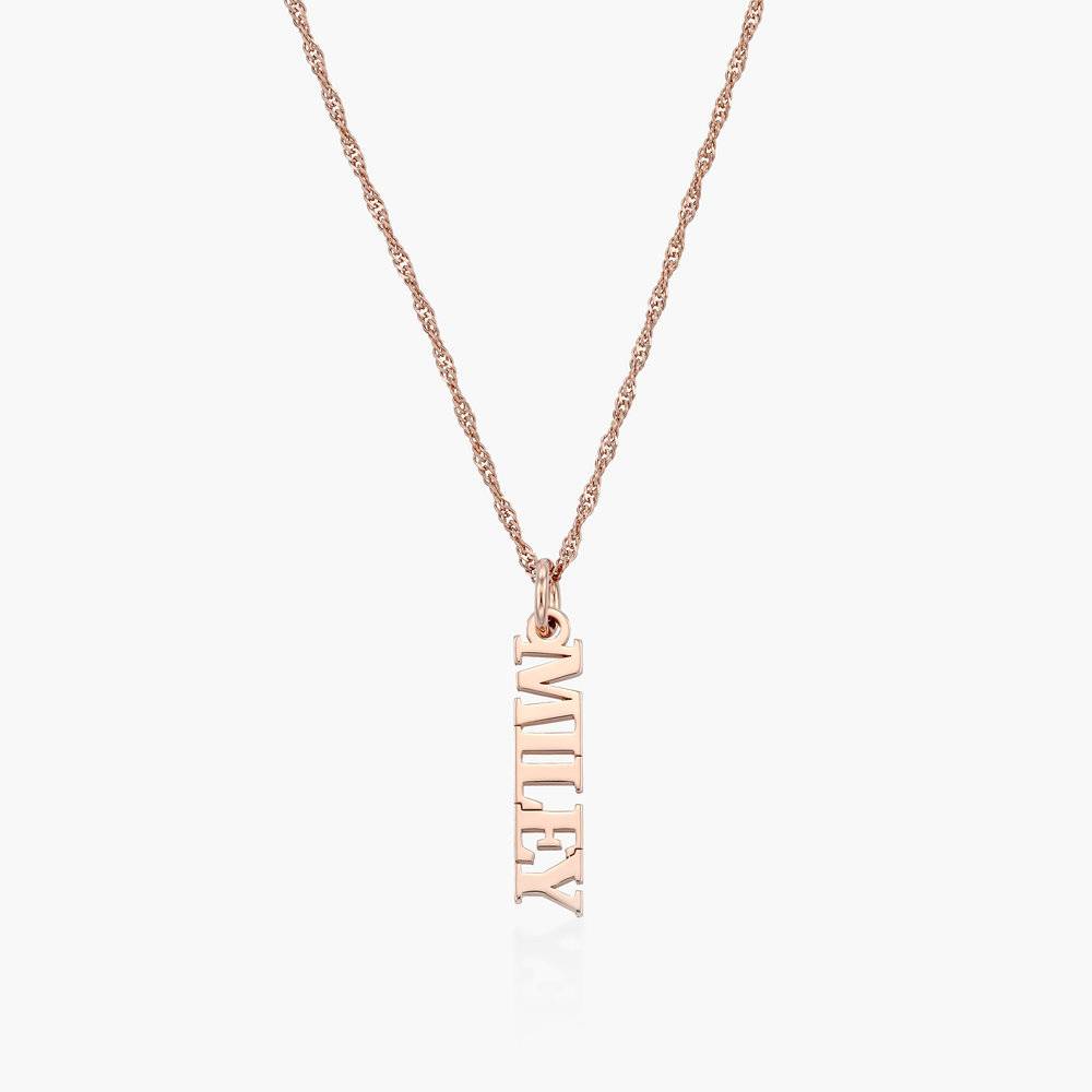 Vertical Name Necklace - 18K Rose Gold Vermeil