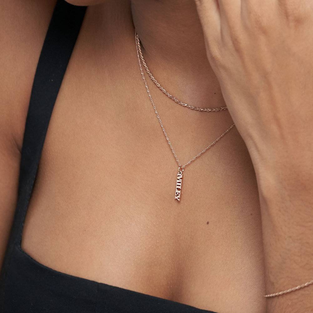 Vertical Name Necklace - 18K Rose Gold Vermeil