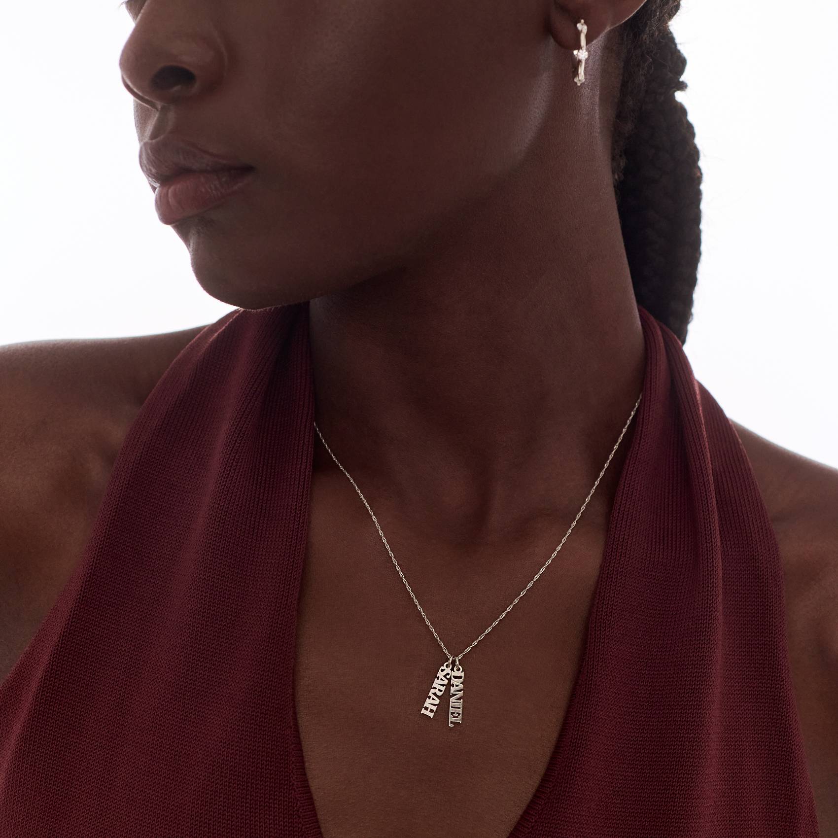 Vertical Name Necklace - Sterling Silver