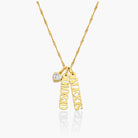 Vertical Name Necklace With .2CT Heart Shaped Diamond - 18K Rose Gold Vermeil