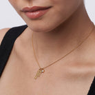 Vertical Name Necklace With .2CT Heart Shaped Diamond - 18K Rose Gold Vermeil