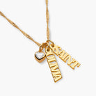 Vertical Name Necklace With .2CT Heart Shaped Diamond - 18K Gold Vermeil