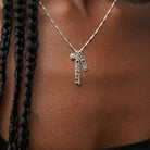 Vertical Name Necklace With .2CT Heart Shaped Diamond - Sterling Silver