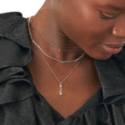 Vertical Name Necklace With Diamond - 18K Rose Gold Vermeil