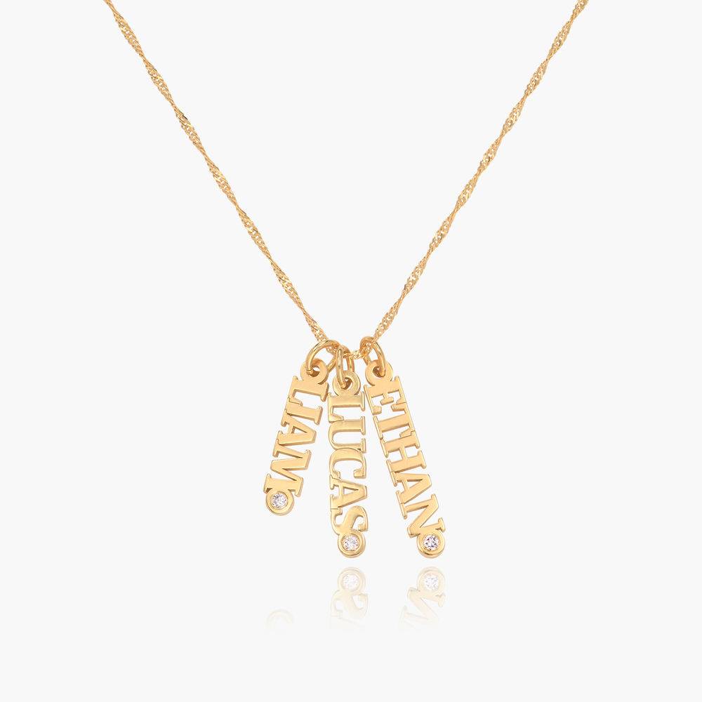 Vertical Name Necklace With Diamond - 18K Gold Vermeil