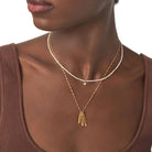 Vertical Name Necklace With Diamond - 18K Gold Vermeil