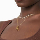 Vertical Name Necklace With Diamond - 18K Gold Vermeil