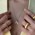 Vertical Name Necklace With Heart Shaped Gemstone - 18K Gold Vermeil