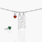Vertical Name Necklace With Heart Shaped Gemstone - Sterling Silver