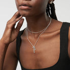 Vertical Name Necklace With Heart Shaped Gemstone - Sterling Silver