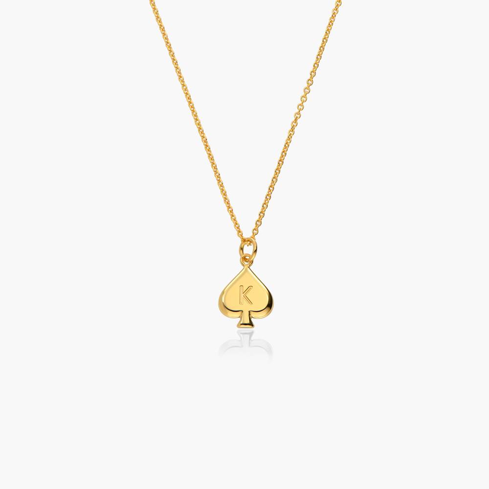 Royal Card Initial Necklace - 18K Rose Gold Vermeil