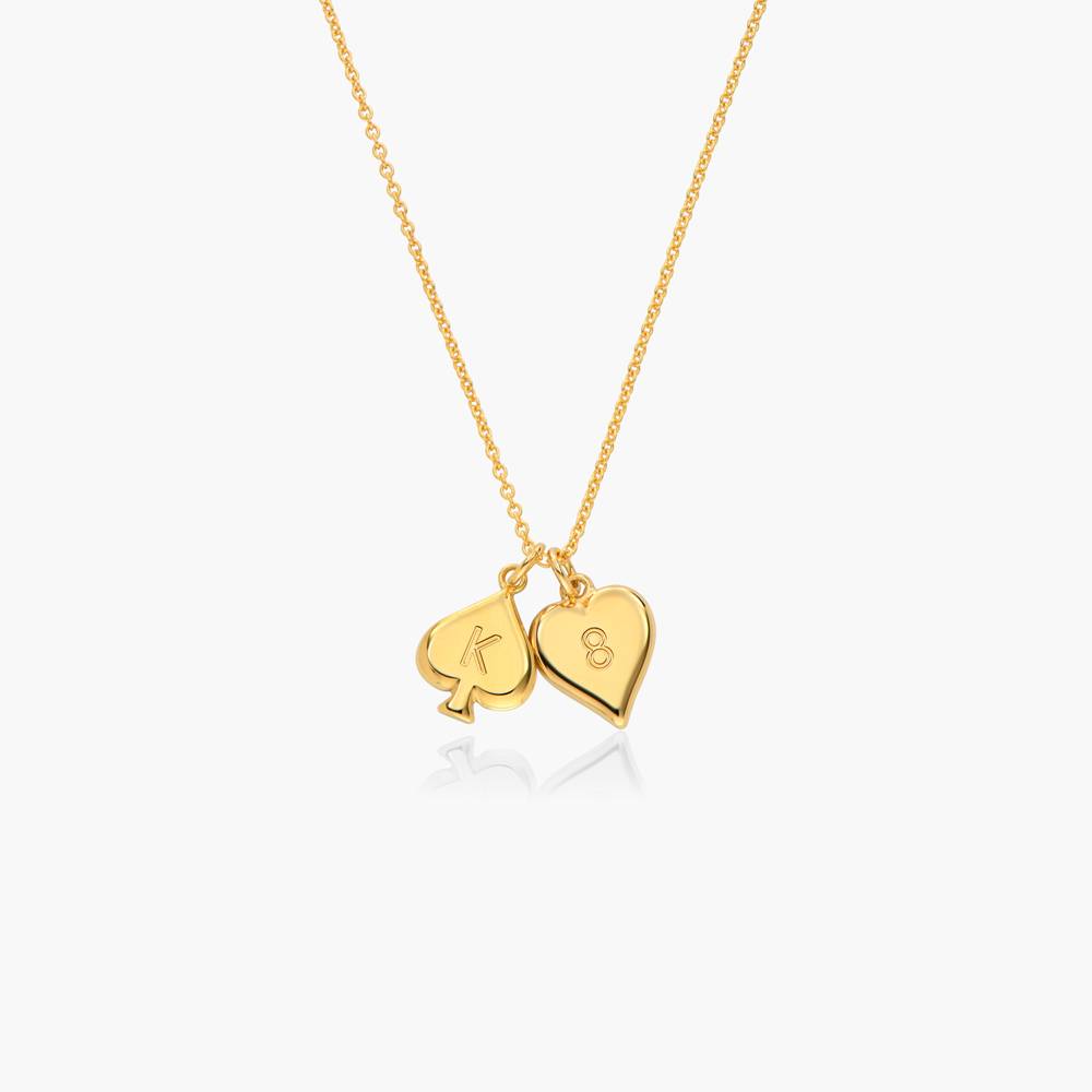 Royal Card Initial Necklace - 18K Rose Gold Vermeil
