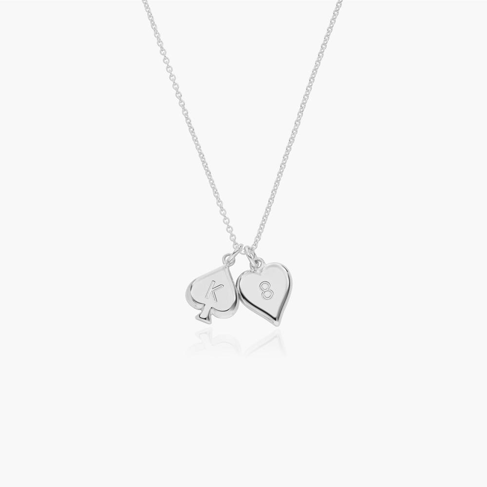 Royal Card Initial Necklace - Sterling Silver