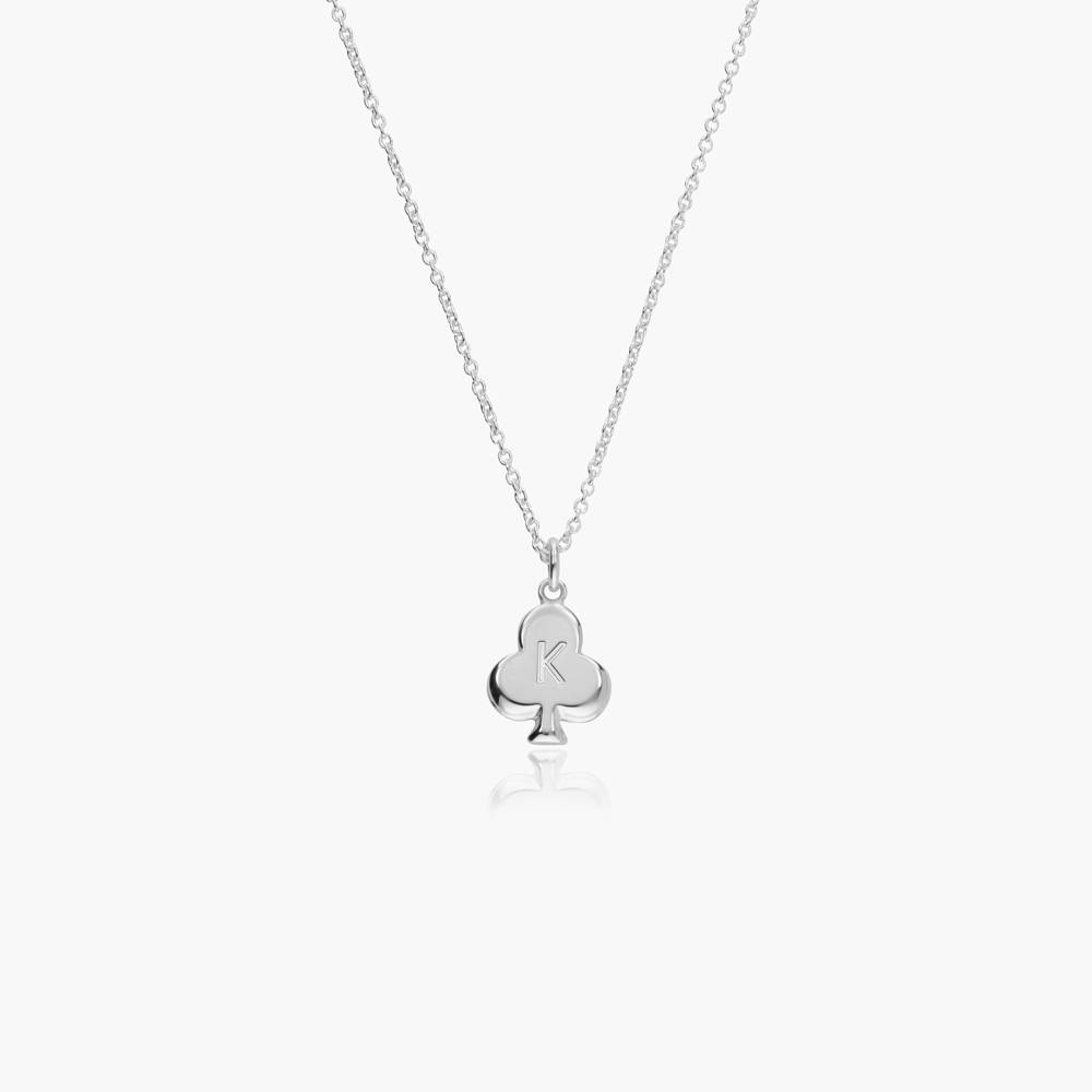 Royal Card Initial Necklace - Sterling Silver
