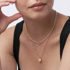 Initial Disc Necklace With Diamond - 18K Gold Vermeil