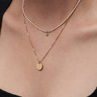 Initial Disc Necklace With Diamond - 18K Gold Vermeil