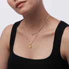 Initial Disc Necklace With Diamond - 18K Gold Vermeil