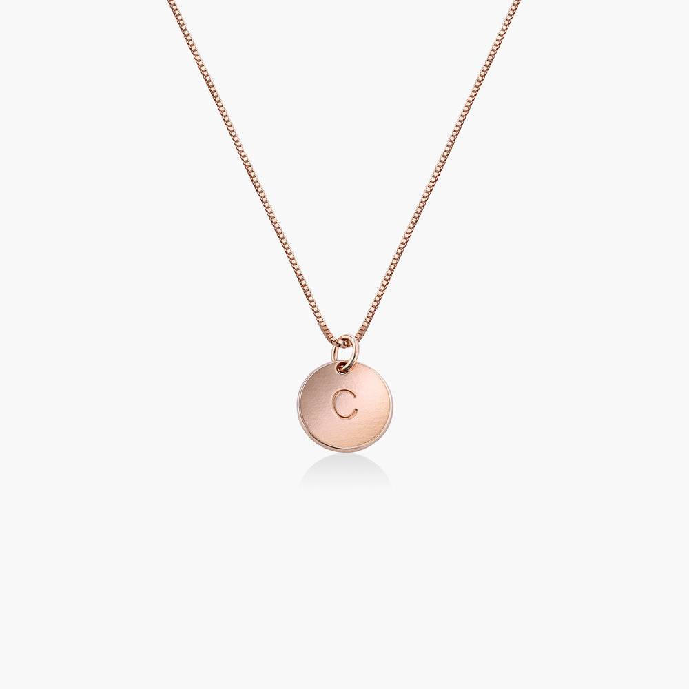 Initial Disc Necklace - 18K Rose Gold Vermeil