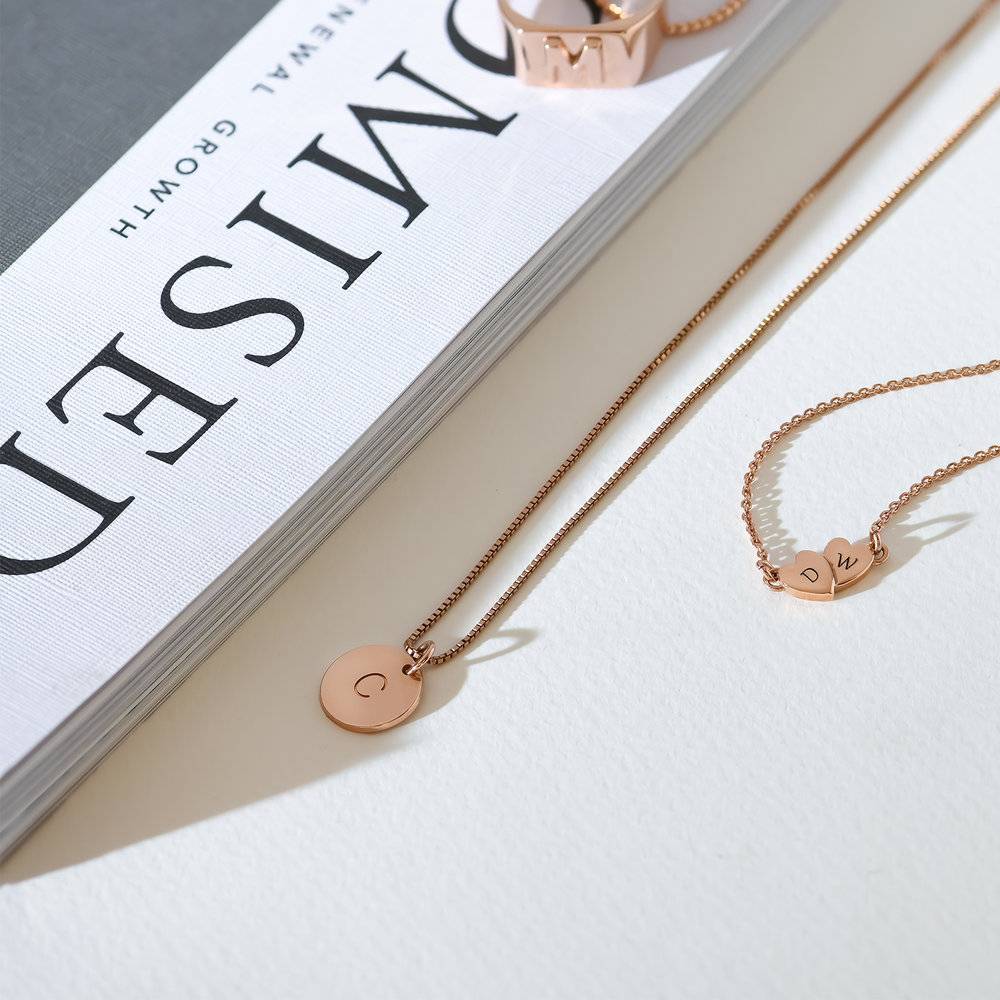 Initial Disc Necklace - 18K Rose Gold Vermeil