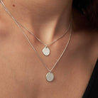 Initial Disc Necklace With Diamond - Sterling Silver