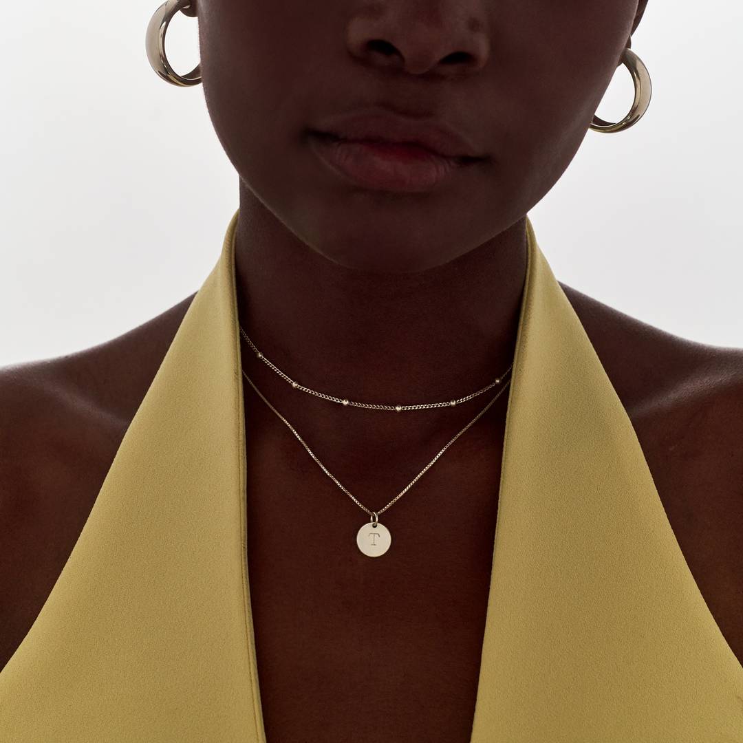 Initial Disc Necklace - Sterling Silver