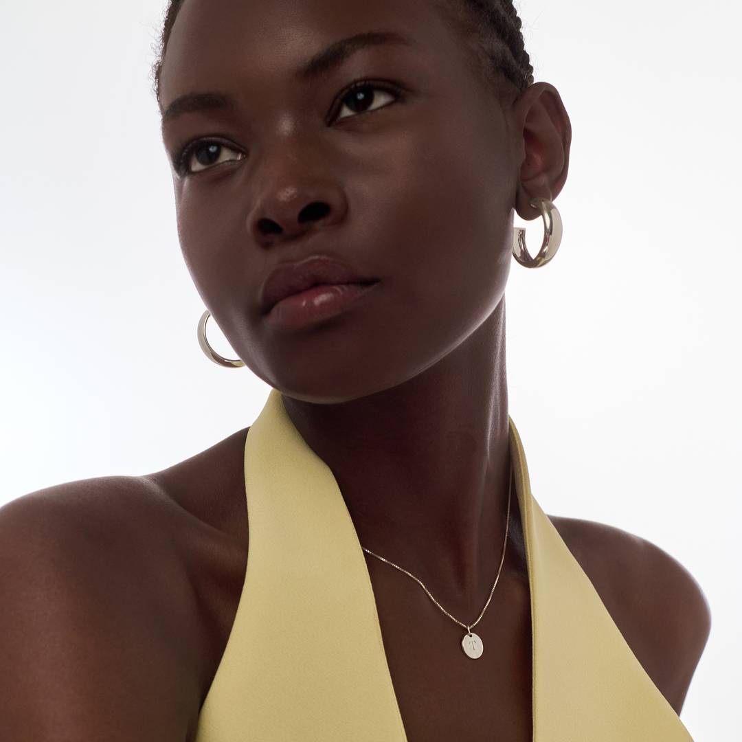 Initial Disc Necklace - Sterling Silver