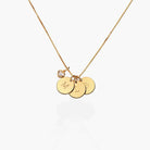 Initial Disc Necklace With .2CT Heart Shaped Diamond - 18K Gold Vermeil