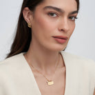 Initial Disc Necklace With .2CT Heart Shaped Diamond - 18K Gold Vermeil