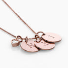 Initial Disc Necklace With .2CT Heart Shaped Diamond - 18K Rose Gold Vermeil