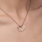 Initial Disc Necklace With .2CT Heart Shaped Diamond - 18K Rose Gold Vermeil