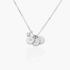 Initial Disc Necklace With .2CT Heart Shaped Diamond - Sterling Silver