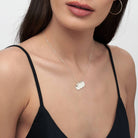 Initial Disc Necklace With .2CT Heart Shaped Diamond - Sterling Silver