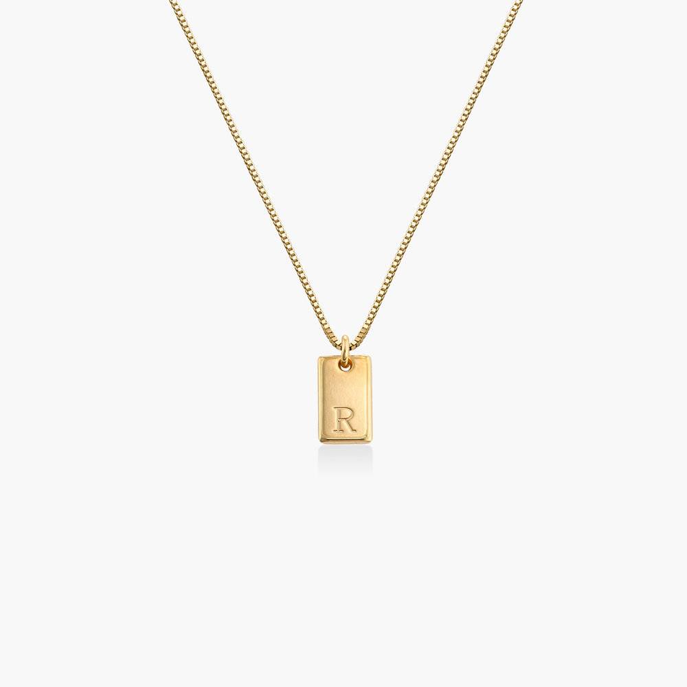 Tag Initial Necklace - 18K Rose Gold Vermeil